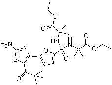 CAS # 882757-24-6, N,N'-[[5-[2-Amino-5-(2,2-dimethyl-1-oxopropyl)-4-thiazolyl]-2-furanyl]phosphinylidene]bis[2-methylalanine] diethyl ester