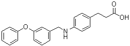 structure of CAS# 885101-89-3, 4-[[(3-Phenoxyphenyl)methyl]amino]benzenepropanoic acid