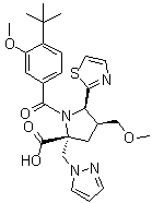 CAS # 885264-71-1, (4R,5S)-rel-1-[4-(1,1-Dimethylethyl)-3-methoxybenzoyl]-4-(methoxymethyl)-2-(1H-pyrazol-1-ylmethyl)-5-(2-thiazolyl)-D-proline