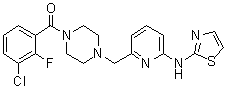 structure of CAS# 885325-71-3, 6-[[4-(3-Chloro-2-fluorobenzoyl)piperazin-1-yl]methyl]-N-(thiazol-2-yl)pyridin-2-amine