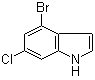 structure of CAS# 885519-23-3, 4-Bromo-6-chloro-1H-indole