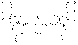 CAS # 885691-99-6, 3-Butyl-2-(2-[3-[2-(3-butyl-1,1-dimethyl-1,3-dihydrobenzo[e]indol-2-ylidene)ethylidene]-2-chloro-cyclohex-1-enyl]vinyl)-1,1-dimethyl-1H-benzo[e]indolium hexafluorophosphate