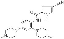 CAS # 885704-21-2, 4-Cyano-N-[4-(4-methyl-1-piperazinyl)-2-(4-methyl-1-piperidinyl)phenyl]-1H-pyrrole-2-carboxamide, c-FMS inhibitor