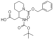 structure of CAS# 886362-34-1, beta-[[(tert-Butoxyl)carbonyl]amino]-1-[(phenylmethoxy)carbonyl]-2-piperidinepropanoic acid