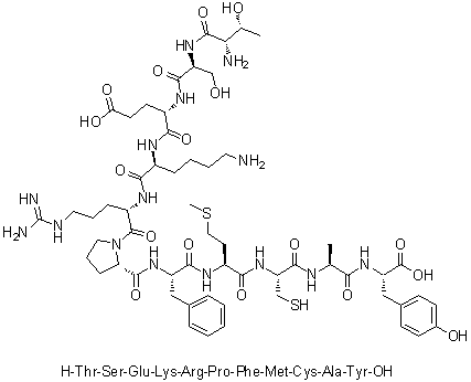 CAS # 886435-29-6, L-Threonyl-L-seryl-L-alpha-glutamyl-L-lysyl-L-arginyl-L-prolyl-L-phenylalanyl-L-methionyl-L-cysteinyl-L-alanyl-L-tyrosine