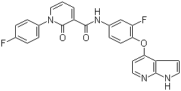 structure of CAS# 888719-03-7, 1-(4-氟苯基)-N-[3-氟-4-(1H-吡咯并[2,3-b]吡啶-4-基氧基)苯基]-1,2-二氢-2-氧代-3-吡啶甲酰胺