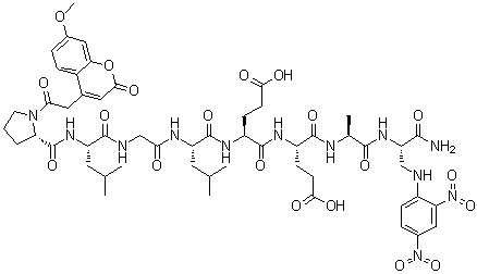 CAS # 891198-38-2, 1-[(7-Methoxy-2-oxo-2H-1-benzopyran-4-yl)acetyl]-L-prolyl-L-leucylglycyl-L-leucyl-L-alpha-glutamyl-L-alpha-glutamyl-L-alanyl-3-[(2,4-dinitrophenyl)amino]-L-alaninamide