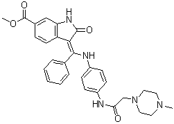 (3Z)-2,3-Dihydro-3-[[[4-[[(4-methyl-1-piperazinyl)acetyl]amino]phenyl]amino]phenylmethylene]-2-oxo-1H-indole-6-carboxylic acid methyl ester molecular structure (CAS 894783-61-0)