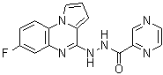 structure of CAS# 895158-95-9, Pyrazinecarboxylic acid 2-(7-fluoropyrrolo[1,2-a]quinoxalin-4-yl)hydrazide