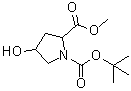 structure of CAS# 897046-42-3, tert-Butoxycarbonyl-DL-4-hydroxyproline methyl ester