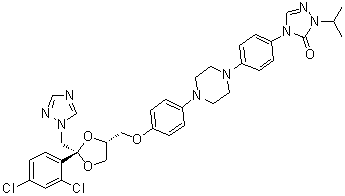 CAS # 89848-49-7, Isopropyl itraconazole, cis-4-[4-[4-[4-[[2-(2,4-cis-4-[4-[4-[4-[[2-(2,4-Dichlorophenyl)-2-(1H-1,2,4-triazol-1-ylmethyl)-1,3-dioxolan-4-yl]methoxy]phenyl]-1-piperazinyl]phenyl]-2,4-dihydro-2-(1-methylethyl)-3H-1,2,4-triazol-3-one