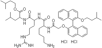 CAS 登录号：900814-48-4, N-[2-[[(1S)-2'-(3-甲基丁氧基)[1,1'-联萘]-2-基]氧基]乙酰基]-D-赖氨酰-D-精氨酰-L-亮氨酸 3-甲基丁基酯盐酸盐
