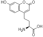 structure of CAS# 905442-42-4, (alphaS)-alpha-Amino-7-hydroxy-2-oxo-2H-1-benzopyran-4-butanoic acid