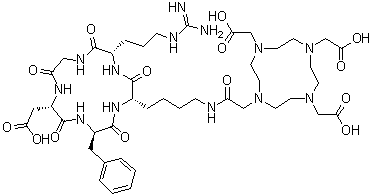 CAS 登录号：909024-55-1, 环[L-精氨酰甘氨酰-L-alpha-天冬氨酰-D-苯丙氨酰-N6-[2-[4,7,10-三(羧甲基)-1,4,7,10-四氮杂环十二烷-1-基]乙酰基]-L-赖氨酰]