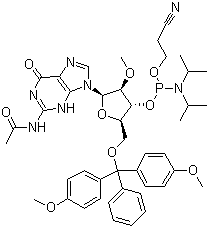 CAS # 909033-40-5, N-Acetyl-5'-O-(4,4-dimethoxytrityl)-2'-O-methylguanosine-3'-(2-cyanoethyl-N,N-diisopropyl)phosphoramidite, 5'-O-DMT-2'-O-Me-rG(N-Ac)-3'-CEDPA