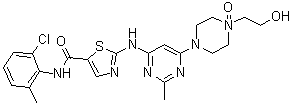 CAS # 910297-52-8, N-(2-Chloro-6-methylphenyl)-2-[[6-[4-(2-hydroxyethyl)-4-oxido-1-piperazinyl]-2-methyl-4-pyrimidinyl]amino]-5-thiazolecarboxamide