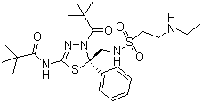 (-)-N-[4-(2,2-Dimethylpropanoyl)-5-[[2-(ethylamino)ethanesulfonamido]methyl]-5-phenyl-4,5-dihydro-1,3,4-thiadiazol-2-yl]-2,2-dimethylpropanamide molecular structure (CAS 910634-41-2)