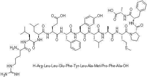 CAS 登录号：911483-74-4, L-精氨酰-L-亮氨酰-L-亮氨酰-L-alpha-谷氨酰-L-苯丙氨酰-L-酪氨酰-L-亮氨酰-L-丙氨酰-L-蛋氨酰-L-脯氨酰-L-苯丙氨酰-L-丙氨酸