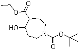 六氢-5-羟基-1H-氮杂卓-1,4-二羧酸 1-叔丁酯 4-乙酯分子结构 (CAS 912444-87-2)