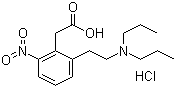 structure of CAS# 91374-25-3, 2-[2-(Dipropylamino)ethyl]-6-nitrophenylacetic acid hydrochloride