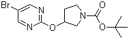 structure of CAS# 914347-79-8, 3-(5-溴嘧啶-2-氧基)吡咯烷-1-甲酸叔丁酯