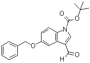 structure of CAS# 914348-98-4, 3-甲酰基-5-(苯基甲氧基)-1H-吲哚-1-羧酸叔丁酯