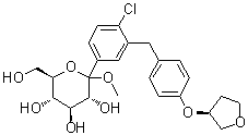 CAS 登录号：915095-96-4, 甲基 1-C-[4-氯-3-[[4-[[(3S)-四氢-3-呋喃基]氧基]苯基]甲基]苯基]-D-吡喃葡萄糖苷