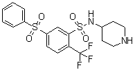 structure of CAS# 915759-45-4, 5-(Phenylsulfonyl)-N-(piperidin-4-yl)-2-(trifluoromethyl)benzenesulfonamide