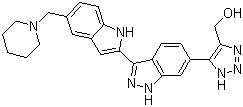 CAS # 916767-35-6, (5-(3-(5-(Piperidin-1-ylmethyl)-1H-indol-2-yl)-1H-indazol-6-yl)-1H-1,2,3-triazol-4-yl)methanol