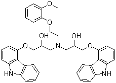 structure of CAS# 918903-20-5, 1,1'-[[2-(2-甲氧基苯氧基)乙基]亚氨基]二[3-(9H-咔唑-4-基氧基)-2-丙醇]