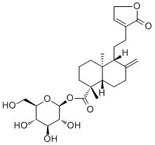 CAS # 919120-78-8, beta-D-Glucopyranose 1-[(1S,4aS,5R,8aR)-5-[2-(2,5-dihydro-2-oxo-3-furanyl)ethyl]decahydro-1,4a-dimethyl-6-methylene-1-naphthalenecarboxylate], 19-[(beta-D-glucopyranosyl)oxy]-19-oxo-ent-labda-8(17),13-dien-16,15-olide
