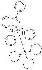 structure of CAS# 920278-29-1, (OC-6-13)-Dichloro(3-phenyl-1H-inden-1-ylidene)bis(pyridine)(tricyclohexylphosphine)ruthenium