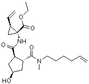 CAS 登录号：922727-93-3, (1R,2S)-2-乙烯基-1-[[[(1R,2R,4S)-2-[(5-己烯-1-基甲基氨基)羰基]-4-羟基环戊基]羰基]氨基]环丙烷羧酸乙酯