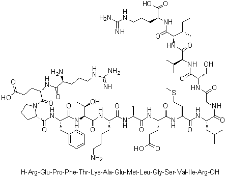CAS # 928006-33-1, L-Arginyl-L-alpha-glutamyl-L-prolyl-L-phenylalanyl-L-threonyl-L-lysyl-L-alanyl-L-alpha-glutamyl-L-methionyl-L-leucylglycyl-L-seryl-L-valyl-L-isoleucyl-L-arginine