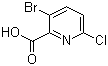structure of CAS# 929000-66-8, 3-Bromo-6-chloro-2-pyridinecarboxylic acid