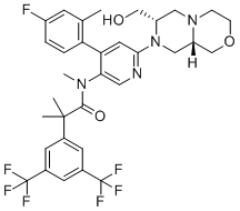 N-[4-(4-Fluoro-2-methylphenyl)-6-[(7S,9aS)-hexahydro-7-(hydroxymethyl)pyrazino[2,1-c][1,4]oxazin-8(1H)-yl]-3-pyridinyl]-N,α,α-trimethyl-3,5-bis(trifluoromethyl)benzeneacetamide molecular structure (CAS 929046-33-3)