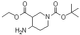 structure of CAS# 932035-01-3, Ethyl 1-(tert-butoxycarbonyl)-4-aminopiperidine-3-carboxylate