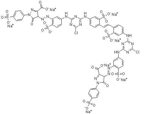 CAS # 93376-16-0, Reactive Yellow 179, 4,4'-[1,2-Ethenediylbis[(3-sulfo-4,1-phenylene)imino(6-chloro-1,3,5-triazine-4,2-diyl)imino(6-sulfo-3,1-phenylene)azo]]bis[4,5-dihydro-5-oxo-1-(4-sulfophenyl)-1H-pyrazole-3-carboxylic acid] octasodium salt, C.I. 25830, C.I. Reactive Yellow 179