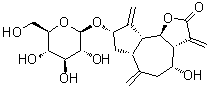 CAS # 93395-30-3, (3aR,4R,6aR,8S,9aR,9bR)-8-(beta-D-Glucopyranosyloxy)decahydro-4-hydroxy-3,6,9-tris(methylene)azuleno[4,5-b]furan-2(3H)-one, 8-epi-Deacylcinaropicrin glucoside