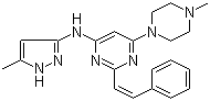 6-(4-甲基-1-哌嗪基)-N-(5-甲基-1H-吡唑-3-基)-2-[(1Z)-2-苯基乙烯基]-4-嘧啶胺分子结构 (CAS 934353-77-2)