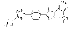 structure of CAS# 935273-79-3, 5-(3,3-Difluorocyclobutyl)-3-[4-[4-methyl-5-[2-(trifluoromethyl)phenyl]-4H-1,2,4-triazol-3-yl]bicyclo[2.2.2]oct-1-yl]-1,2,4-oxadiazole