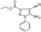 Ethyl 5-amino-4-cyano-1-phenyl-1H-pyrazole-3-carboxylate molecular structure (CAS 93764-93-3)