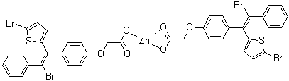CAS 登录号：93919-40-5, (T-4)-二[[4-[2-溴-1-(5-溴-2-噻吩基)-2-苯乙烯基]苯氧基]乙酸-O1,O2]锌