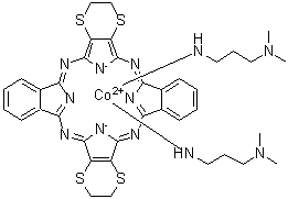 CAS 登录号：93940-96-6, (OC-6-12)-二(N,N-二甲基-1,3-丙二胺-N')[2,3,16,17-四氢-29H,31H-二苯并[b,l]二[1,4]二噻英并[2,3-g:2',3'-q]四氮杂卟啉酸基-N29,N30,N31,N32]钴