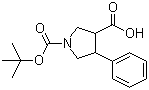 1-(叔丁氧羰基)-4-苯基吡咯烷-3-甲酸分子结构 (CAS 939757-89-8)