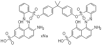 CAS # 93981-71-6, 5,5'-[(1-Methylethylidene)bis(4,1-phenyleneoxysulfonyl-2,1-phenyleneazo)]bis[6-amino-4-hydroxy-2-naphthalenesulfonic acid] sodium salt
