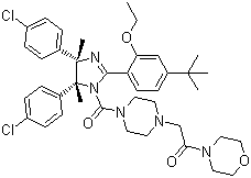 CAS # 939981-37-0, 2-[4-[[(4S,5R)-4,5-Bis(4-chlorophenyl)-2-[4-(1,1-dimethylethyl)-2-ethoxyphenyl]-4,5-dihydro-4,5-dimethyl-1H-imidazol-1-yl]carbonyl]-1-piperazinyl]-1-(4-morpholinyl)ethanone