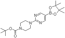 structure of CAS# 940284-98-0, 2-[4-(N-Boc)piperazin-1-yl]pyrimidine-5-boronic acid pinacol ester