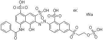 CAS # 94158-88-0, 4-(Benzoylamino)-5-hydroxy-6-[[1-sulfo-6-[[2-(sulfooxy)ethyl]sulfonyl]-2-naphthalenyl]azo]-1,7-naphthalenedisulfonic acid potassium sodium salt