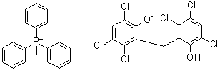 CAS 登录号：94201-81-7, 甲基三苯基鏻 2,2'-亚甲基二[3,4,6-三氯苯酚]盐